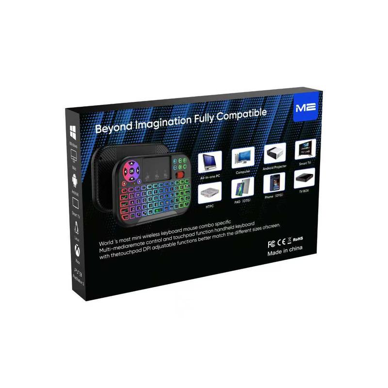 Mini Keyboard,Bluetooth & 2.4GHz Portable Wireless Keyboard with Touchpad Mouse,RGB Backlit,Rechargeable Battery for Android TV Box/Mac/PC/Nvidia Shield Air Mouse, Rechargeable Backlight Keyboard