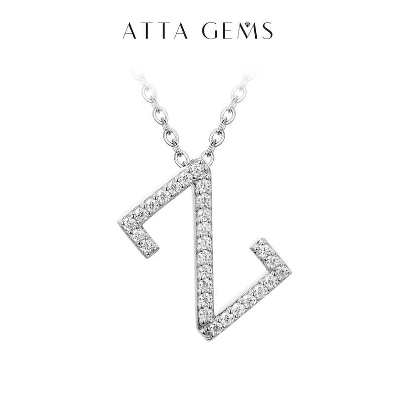 A~Z 26 Letters Necklace Synthetic Moissanite Pendant DIY Design Have Pendant and Chain Free N010