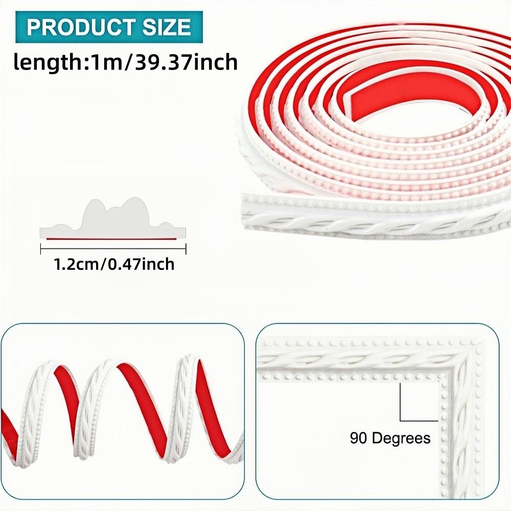 1 Meter/39.37 Inch Flexible Molded Decorative Wall Decoration, Self-adhesive Decorative Strip, Vinyl Frame Decorative Line, Peel and Paste Molded Ceiling Decoration, Suitable for Home Decoration