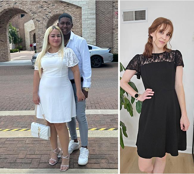 Holipick Women's Cocktail Dresses Wedding Guest Party Crew Neck Short A Line Dress with Lace Sleeves Holipick Women's Cocktail Dresses Wedding Guest Party Crew Neck Short A Line Dress with Lace Sleeves