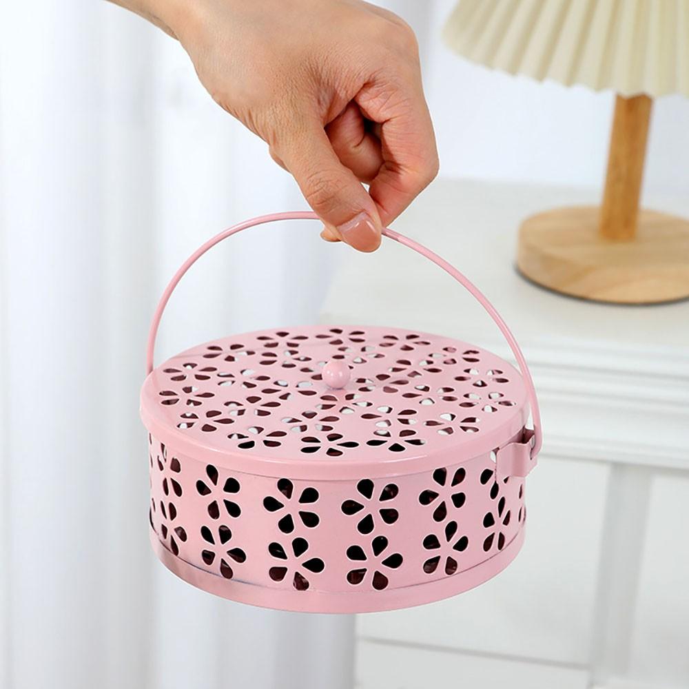 Modern Simple Iron Art Mosquito Coil Holder, Home Use Incense Tray, Fireproof Anti-Scald, Indoor Storage Box for Incense Burner
