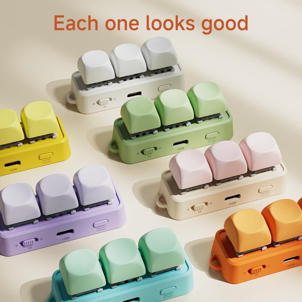 3-in-1 Bluetooth Remote Control for Reading, Gaming, Office, Wireless Game Controllers, Compatible with E-Readers, Phones, Tablets, Computers, Page Turning, Video Switching, Volume Control, Hot Swappable Shaft, Bluetooth 5.4, 30min Auto Sleep