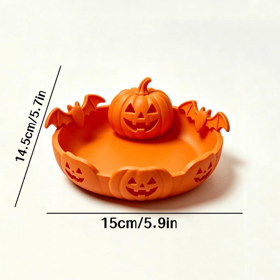 Halloween Pumpkin Bat Jewelry Tray, Gothic Pumpkin Lantern Design, Halloween Candy Bowl, Fall Decor Vanity Accessory, Halloween Gift, Plastic Storage Holder