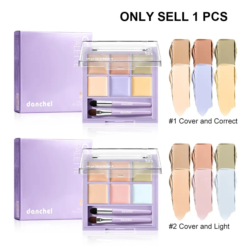 Six-Color Concealer Palette, Matte Finish, Natural Breathable Lightweight Makeup, Long-Lasting Face Contour, Easy Removal
