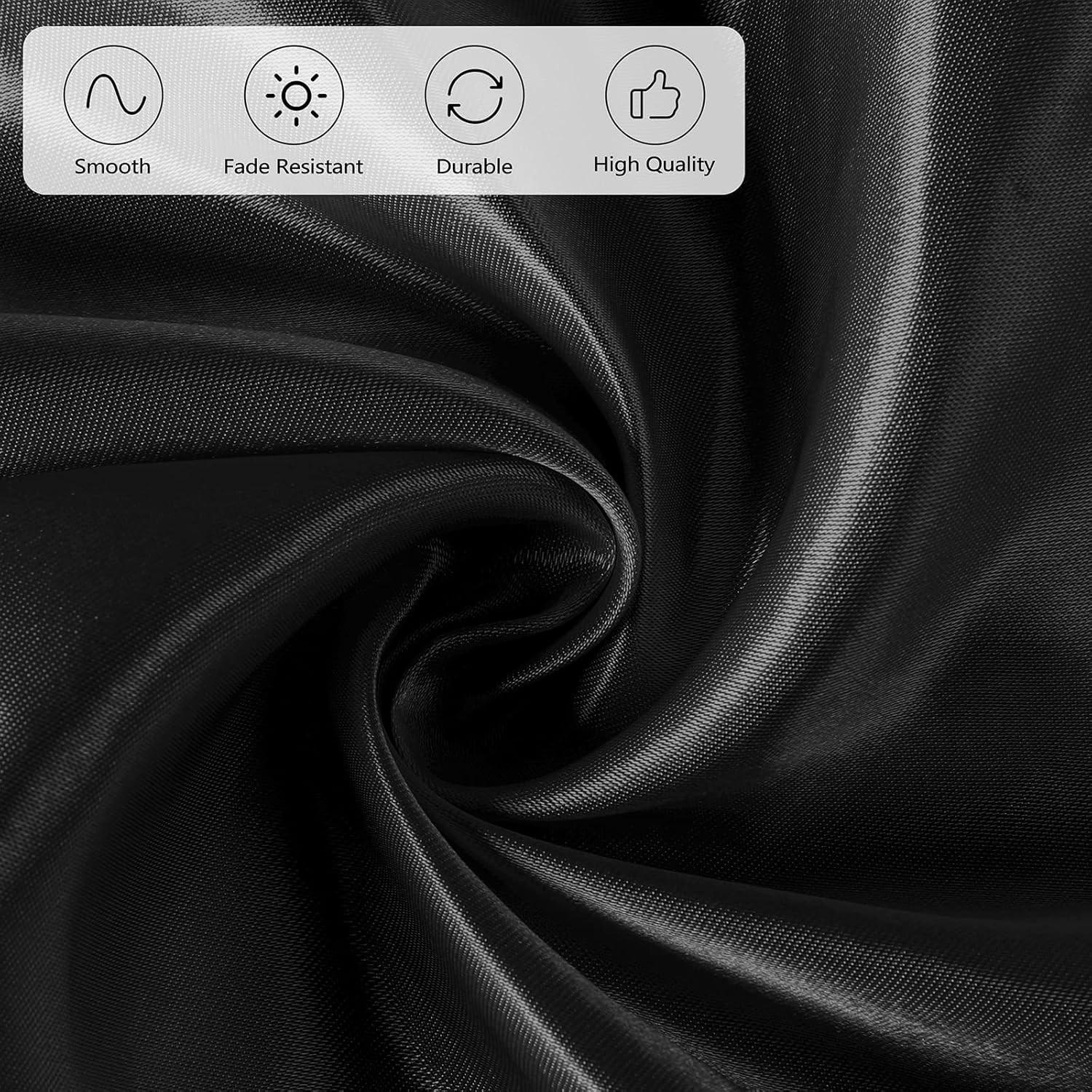 Black Shiny Satin Tablecloth, Luxurious Smooth Silky Satin Table Cloth, Elegant Table Cover for Wedding Reception, Birthday Party, Hotel Event Decoration, Rectangle Round Table Use