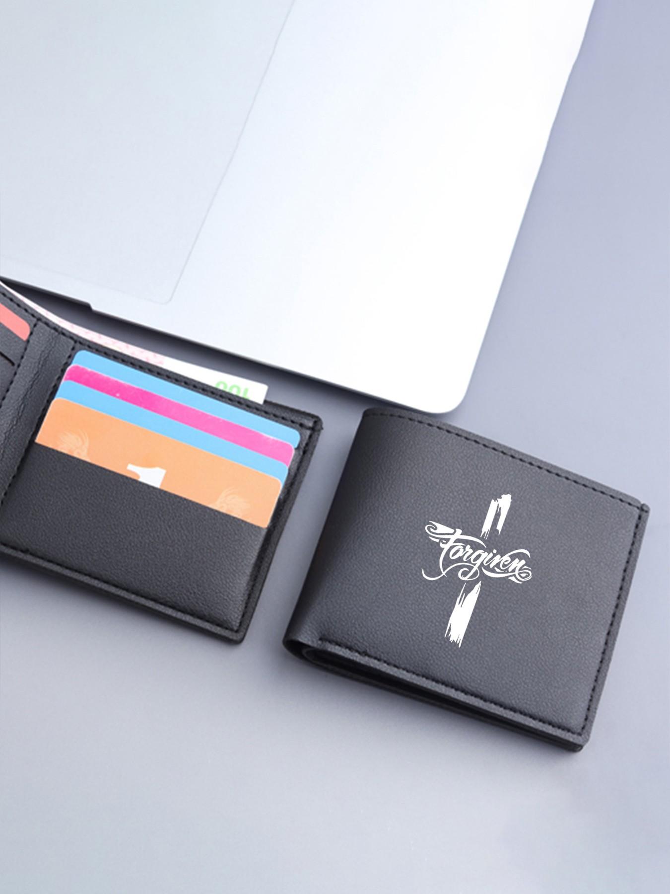 Elegant Cross Print Wallet, Neutral Classic Foldable Card Holder, Durable Faithful Wallet for All Ages, Ideal for Daily Use & Gifts