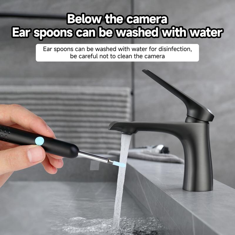 Smart 1080P HD Ear Camera Kit 9 Piece Set for iPhone & Android Safe Wax Removal Tool with 6-9 Soft Silicone Spoons & Rechargeable Battery Black A Christmas gift
