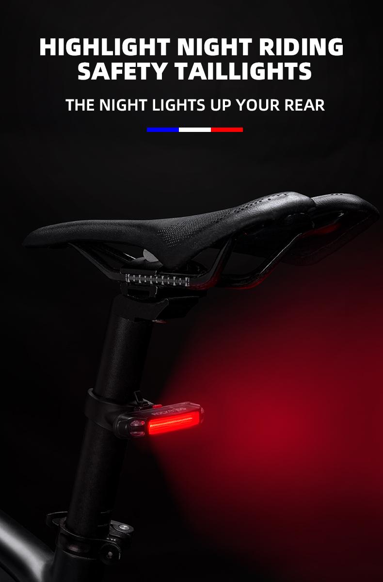 ROCKBROS Bike Tail Light USB Rechargeable LED Bike Rear Light 6 Modes IPX4 Bike Taillight for Night Riding