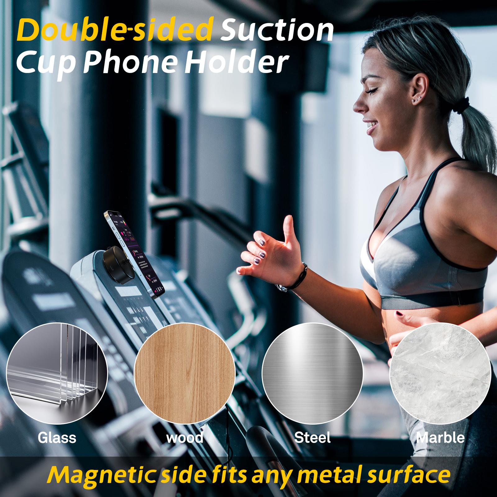 360° Rotatable Car Magnetic Phone Holder, Electric Suction Cup Vacuum Magnetic Phone Holder, Car Navigation Holder, for Windshield, Dashboard, Kitchen, Bedroom, Office, Gym, Mirror, Glass, Screens, Wall Tiles, Compatible with Magsafe iPhone & Android