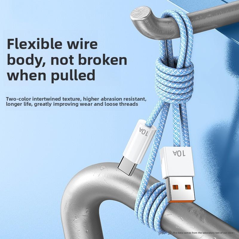 60w Type C Data Cable, Braided Charger, Long 1m Fast Charging Cable, Ultra-Fast Type C Adapter for Smartphones and Mobile Devices