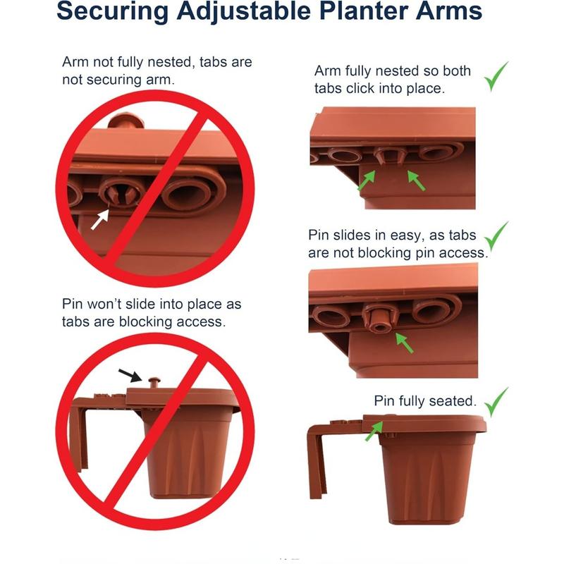 24" Adjustable Railing Planter, UV Resistence, With Drainage Hole,For Any Sized Deck or Fence Railing, Black