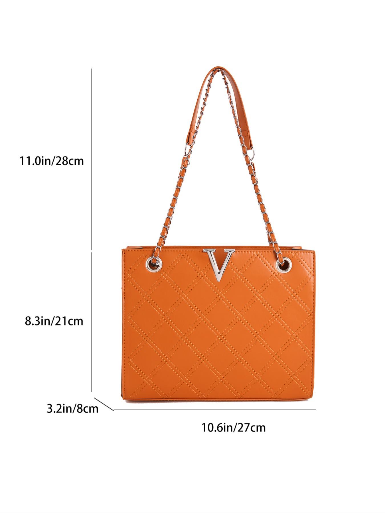 2026 New V-Quilted Tote Bag, Silver Color V-Lock Chain, Large Capacity Luxury Shoulder Crossbody, Stylish Handbag for Women