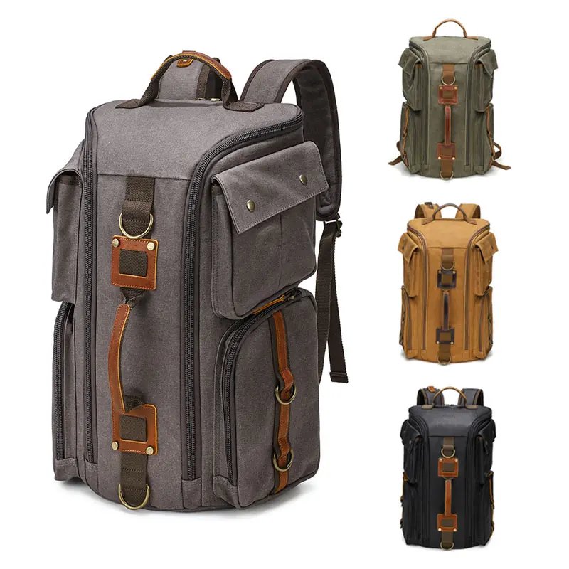 Men's Convertible Travel Laptop Backpack - Waterproof Nylon Chic Plain Carry-On Bag with Multiple Pockets, Large Capacity Zippered Outdoor Trip Backpack for Outdoor Enthusiasts, Weekend Getaways