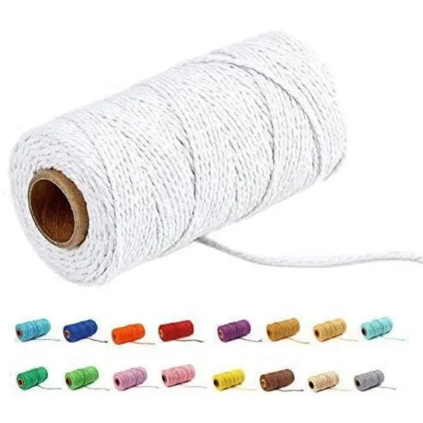 (109 Yards/1.5mm/35 Colors Optional) 109 DIY Macrame Cord Craft Macramé  Baker Twine Craft Making Knitting Cord Rope DIY Wedding Decor  Christmas Wrapping String Rope (White)