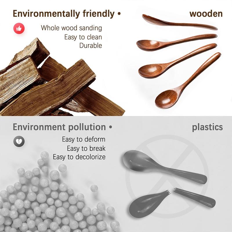 Natural Wooden Spoon Set, 4/6 Counts Durable Eco‑Friendly Long-Handle Cooking Spoons in Multiple Sizes for Kitchen Cooking, Baking and Serving #TOP PICKS