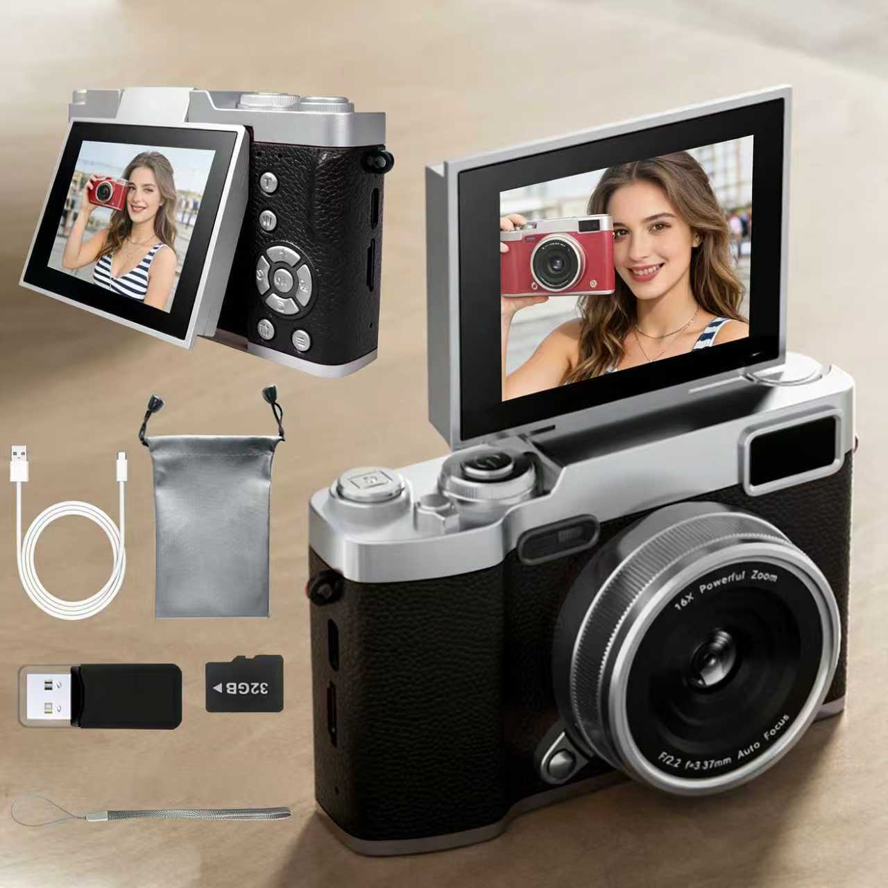 Flip Cover Ccd Digital Camera, Includes 32GB High Capacity Memory