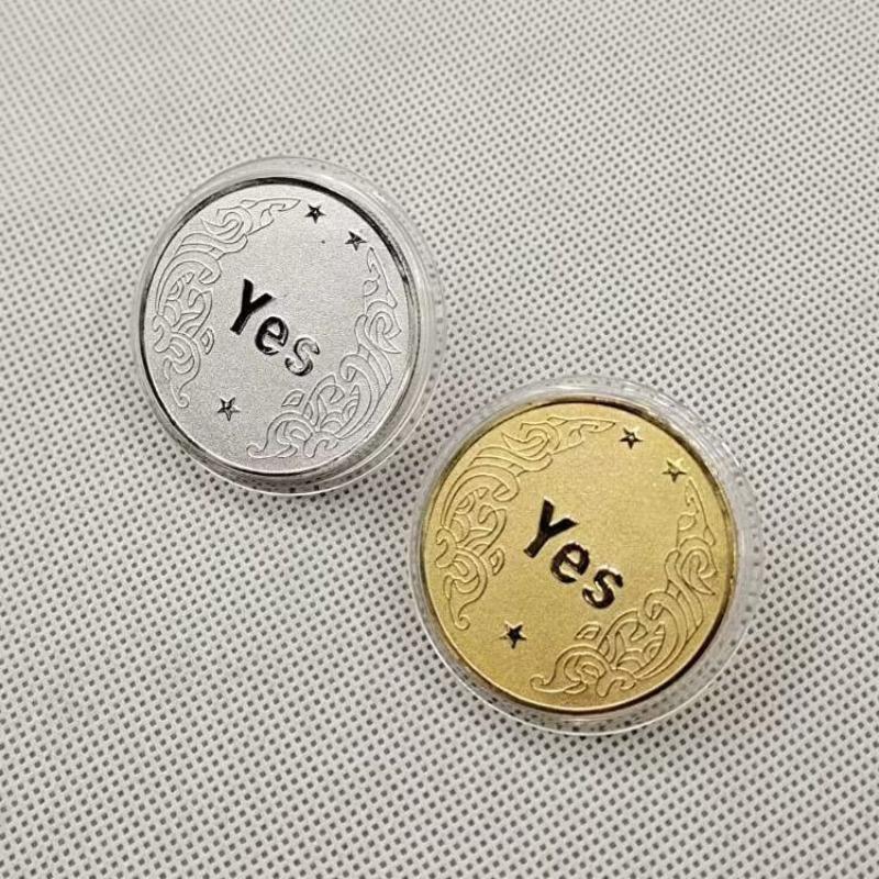 2 New Yes or No Decision Coins, Alloy Material, Lucky Wish Coin, Creative Gift Memorial Coin, Unique High-End Gift