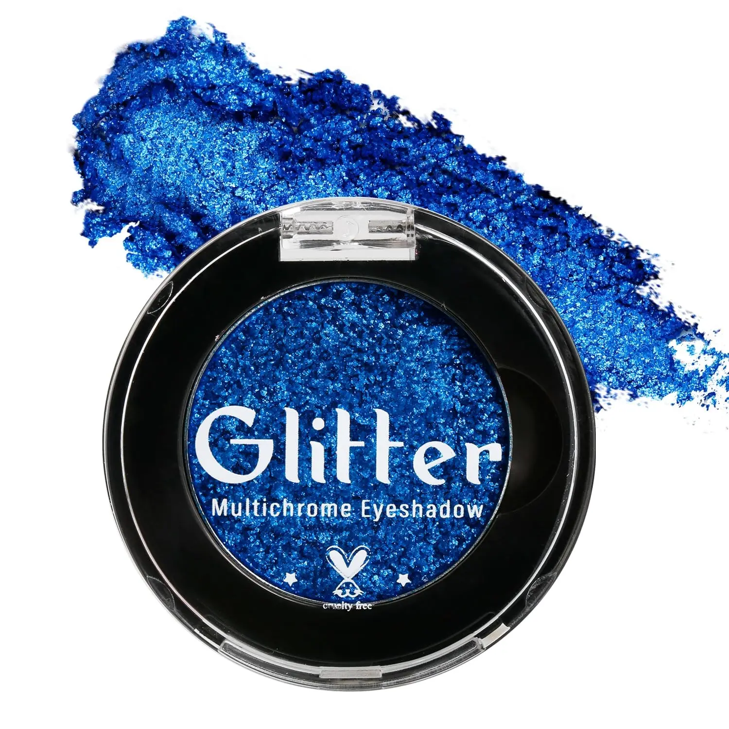 Blue Glitter Eyeshadow, Highly Pigmented Bright Sparkly Eye Makeup, Long Lasting Holographic Royal Blue Shimmer Chrome Eye Shadow Palette Single for Brown Eyes, Vegan Cruelty & Talc Free (Royal #6E)