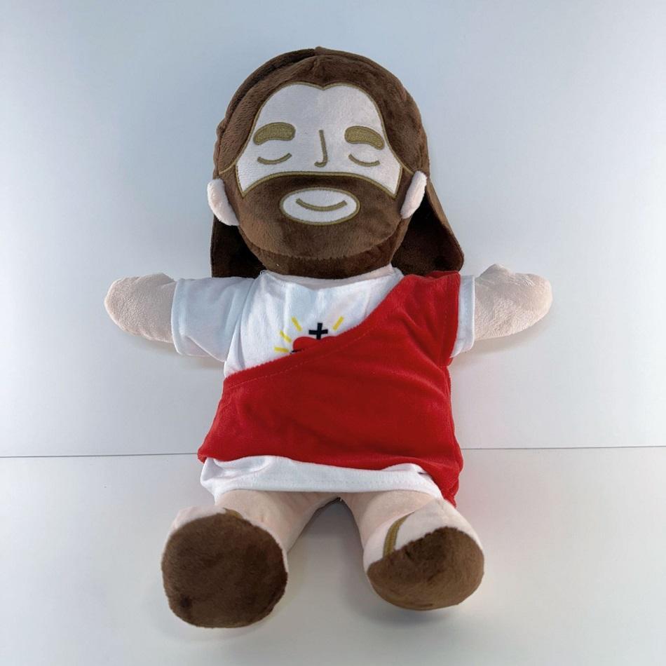 2026 New Children Music Soothing Breathing Doll Jesus Plush Toy Sleep Companion Toy Sound and Light Doll Holiday Gifts for Kids