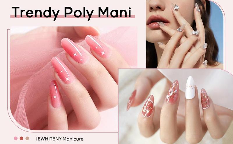 JEWHITENY 14 Colors Poly Extension Gel Nail Kit With Nail Lamp Nude Pink White Brown All In One Poly Nail Gel Starter Kit Poly Gel Nail Kit With Base Top Coat Manicure Salon Frence Nail Art DIY