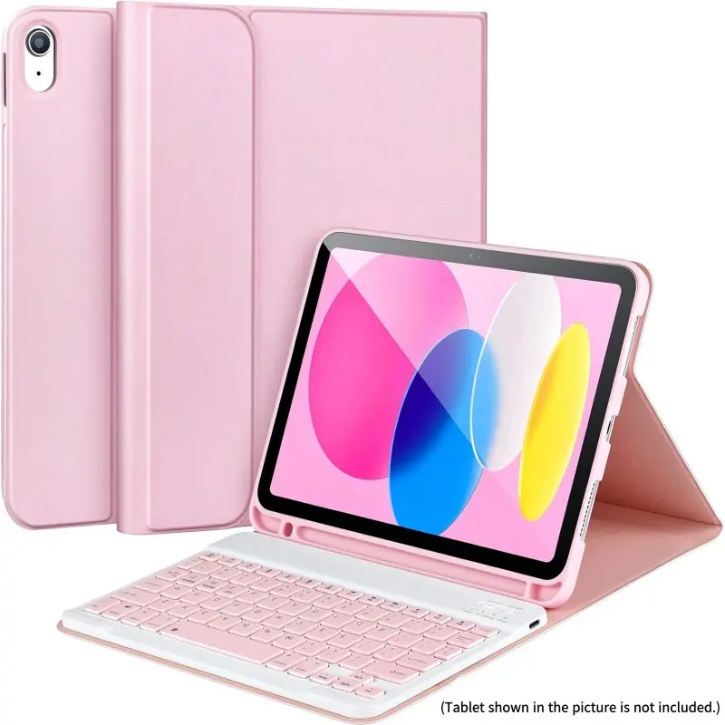 Rechargeable Wireless Keyboard Case for iPad 10th Gen 2022 and A16 11th Gen 2025 (10.9/11-Inch), Tablet Keyboard Protective Cover with Pen Holder, 1 Pack Tablet Cover Accessory, Tech Accessories (Case Only)