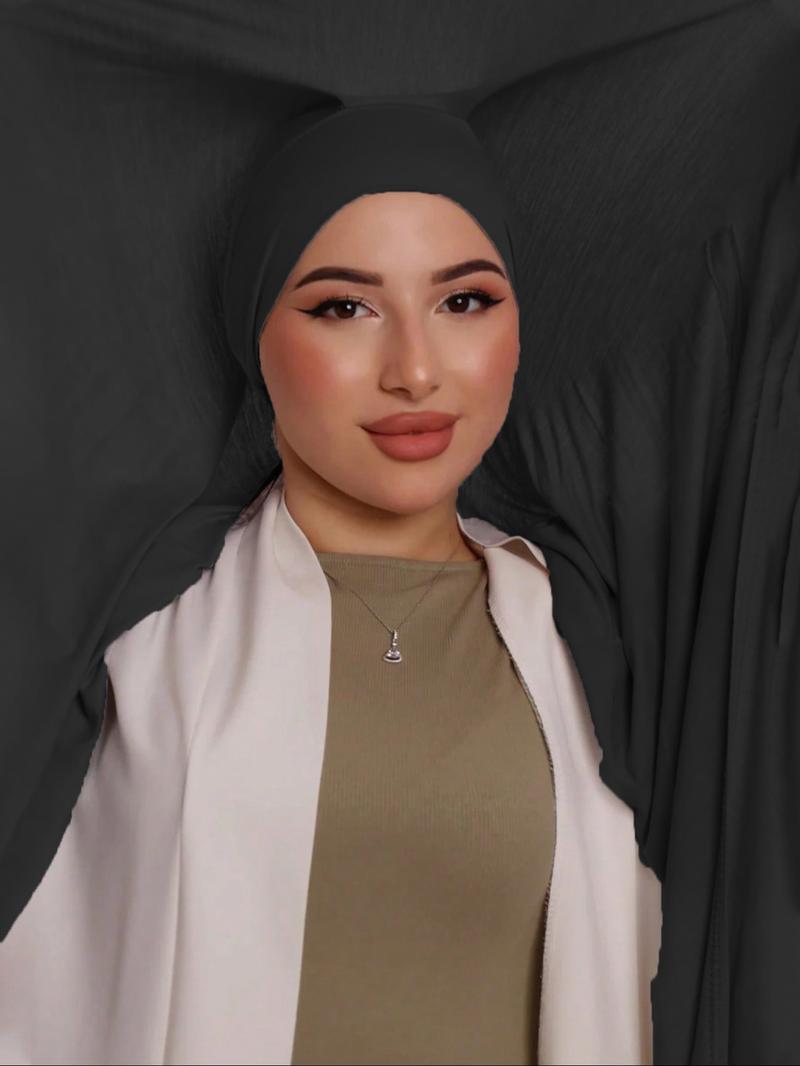 1pc Instant Jersey Hijab with Undercap, Silky Soft Breathable Fabric, Casual Plain Design, Ideal for All Seasons & Special Occasions, Stretchy Hijab