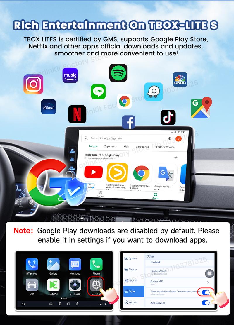 【BlackFriday】CarlinKit carplay adapter TBOX lite s, support Netflix - Watch TV Shows car Online, Plug and Play Online Audio Streaming Retains Original Controls HDMI Output