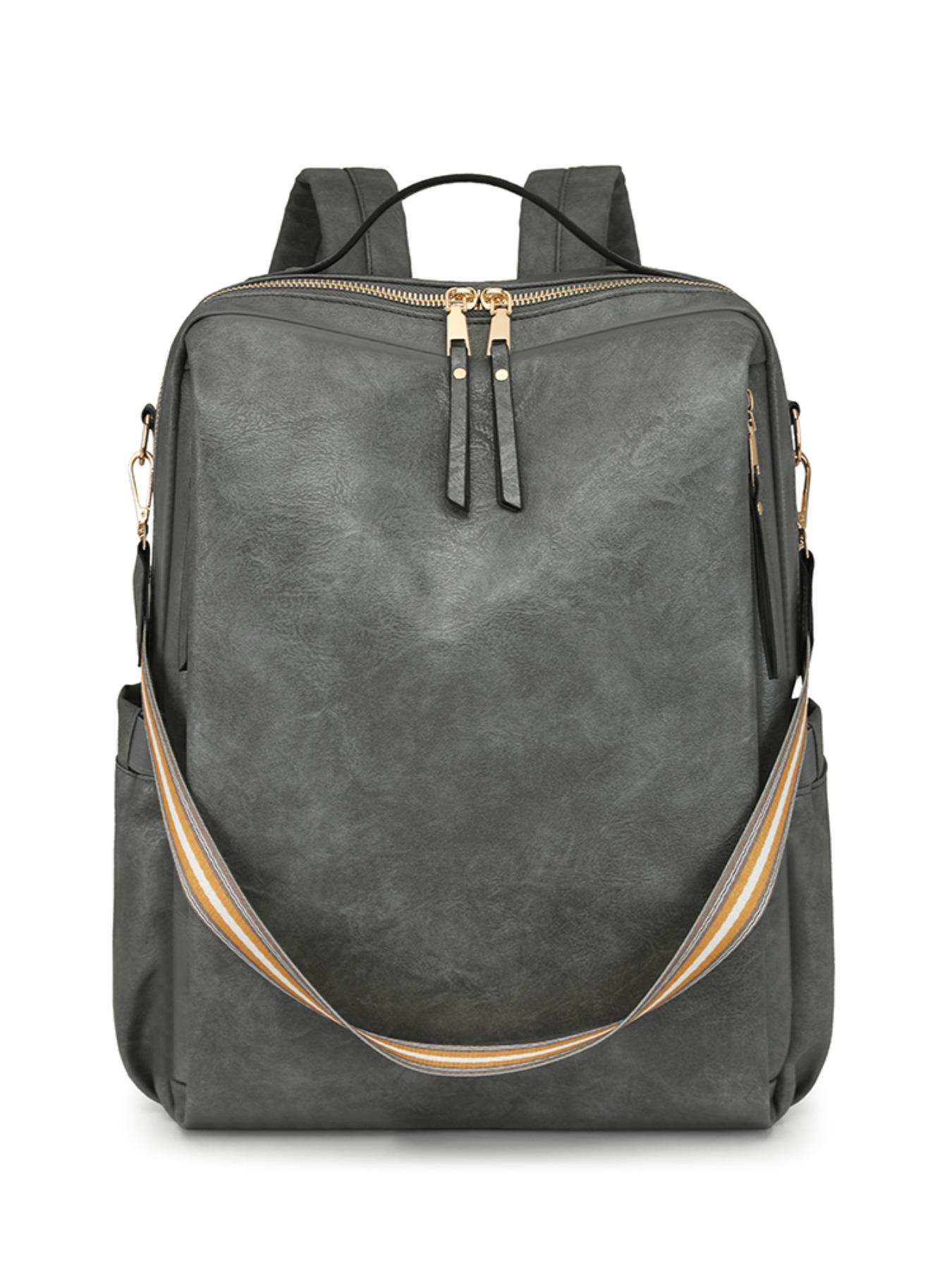 New Fashion Women's Backpack, Soft Leather Texture, Large Capacity, 15.6 Inch Laptop Bag, Casual Style, All Seasons, Durable PU Material