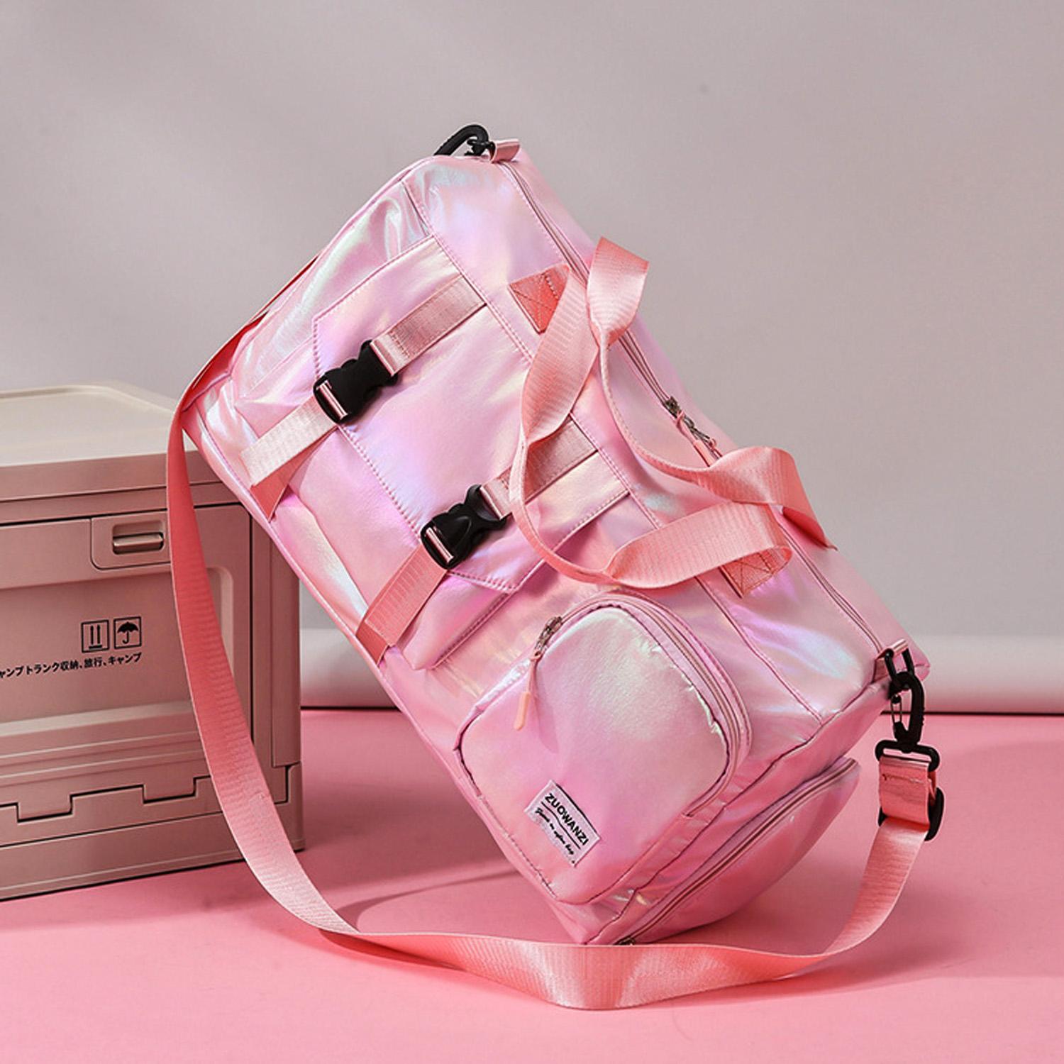 Cute and stylish travel organizer bag/luggage bag - fashionable color-changing waterproof fabric, with handles, shoulder strap, or crossbody wear, suitable for travel, fitness, and yoga - multi-functional carry-on luggage with adjustable shoulder strap