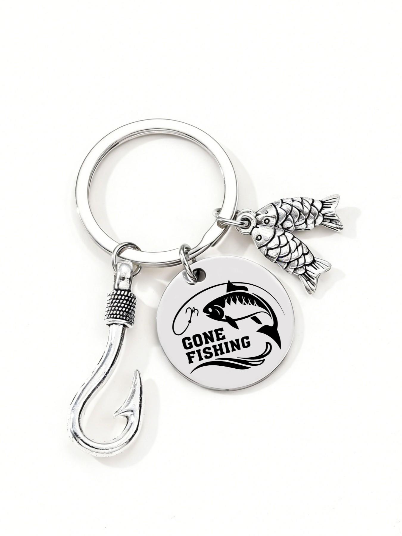 New Simple Fashion Fish Hook Small Alloy Keychain, Stainless Steel Fishing Lover Memorial Gift, Daily Bag Accessory Charm, Fish Enthusiast, Fish Hook Design