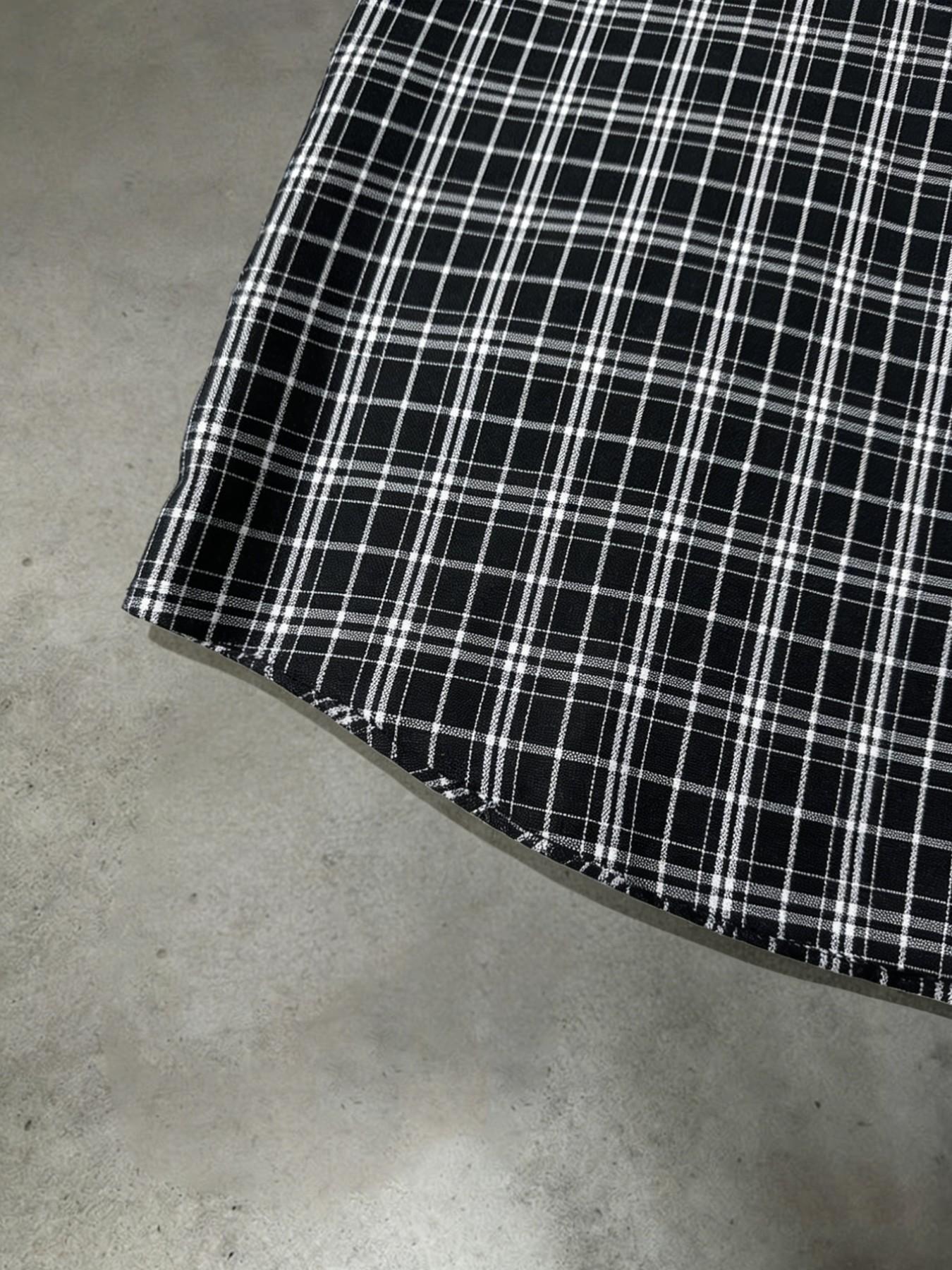 Viral Trendy Patch Badge 95 Number Plaid Short-Sleeve Shirt - Oversized ...