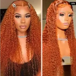 26/30 Inch Ginger Lace Front Wigs High-temperaturehair strands13x6 Deep Wave Wig Orange Ginger Wig 350 DeepCurly Hd Lace Front Wigs for Women 180% DensityWet Wavy Deep Curly Frontal Wigs Summervibes