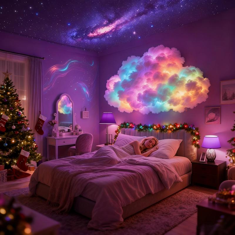 314.96-inch LED Cloud Light with Music Rhythm, DIY Rayon Night Light, Suitable for Bedrooms and Game Rooms - USB Powered, Vibrant Light, Perfect for Christmas Gifts, Parties, Cafes, Bedroom Atmosphere | Dynamic Visual Effects, Nightlight for bedroom