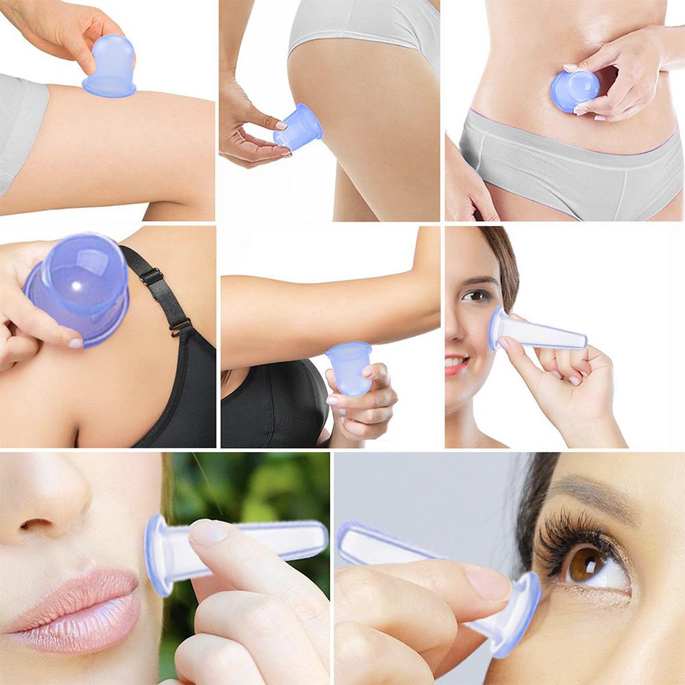 Silicone Vacuum Cupping Cups Blue Cupping Therapy Set with Strong Suction Anti-Cellulite Cupping Device for Adults Body Care Facial Roller