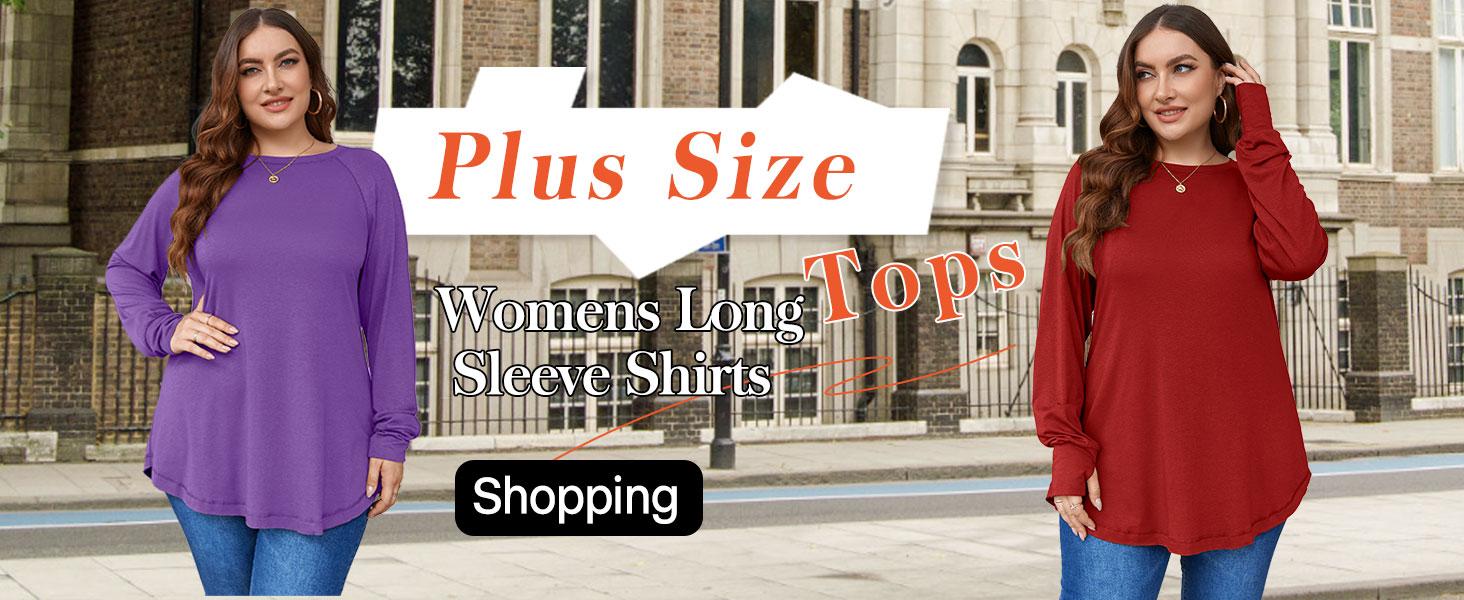 Tankaneo Women's Plus Size Long Sleeve Tunic Top Crew Neck Summer Oversized Fit Basic T Shirts Blouse