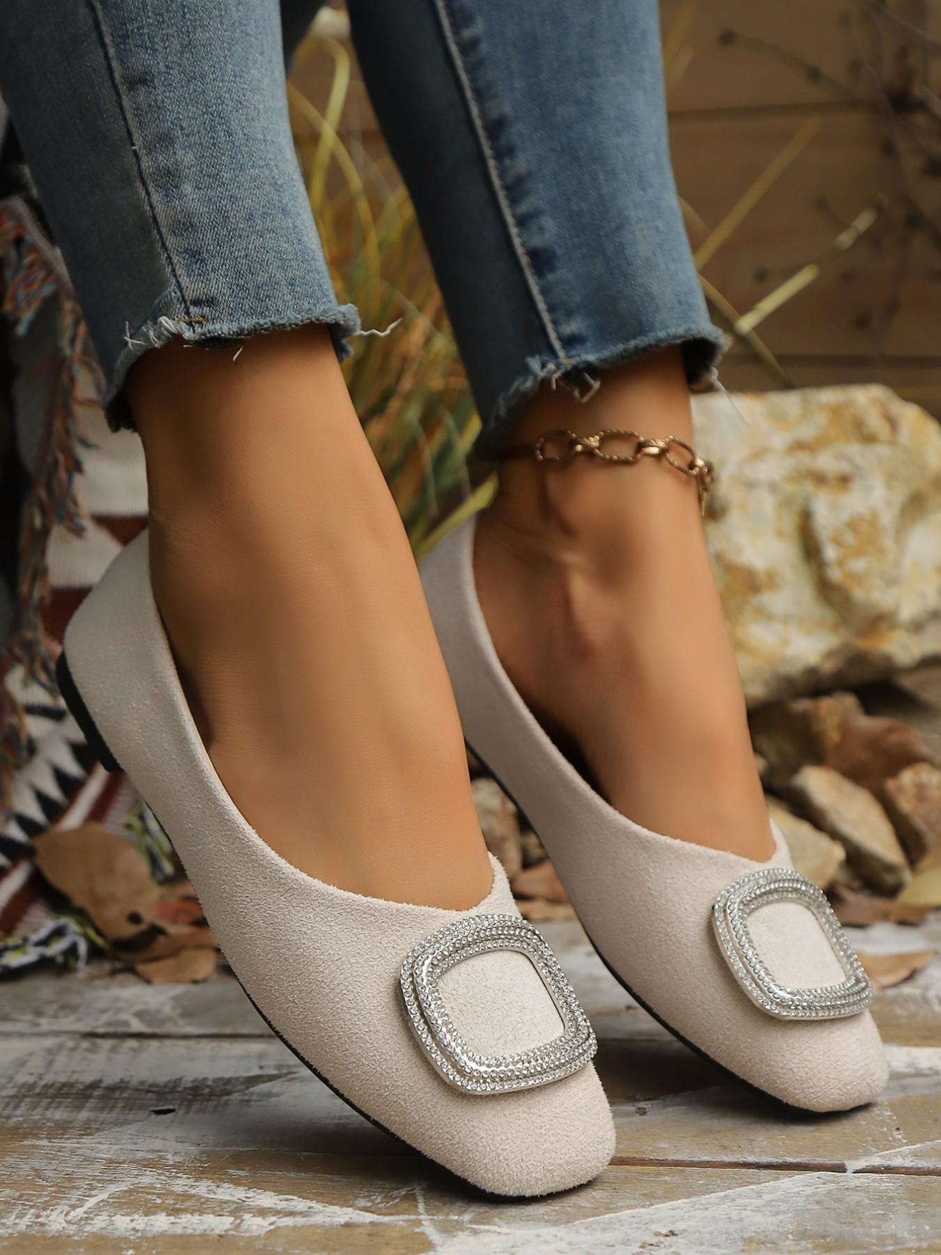 Women's Flat Vintage Square Toe Shoes, Perfect for Hiking, Daily Shopping, Commuting, Comfortable and Stylish Footwear