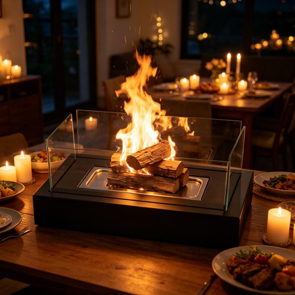 Tabletop Fire Pit with Smores Maker Kit Portable Indoor/Outdoor Mini Small Fireplace Table Top Decor Home Patio Balcony Backyard Gifts for Women Mom Her Wedding Mothers Day Housewarming Birthday Gift firepits
