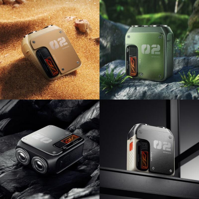 Mechanical shaver body alloy holographic energy display 3D dual ring blade red IPX7 portable tactical shaver Painless Precision Shaver can be washed all over the body, essential for winter, seasonal gift, Christmas gift, Cordless Waterproof Shaver