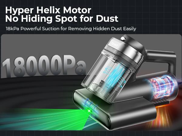 Teant Powerful Mattress Bed Vacuum Cleaner, 2-Speed (14kPa/18kPa) Mattress Vacuum with Green Light Dust Detection, 253.7nm UV-C Light, LED Display, HEPA Filter, 149℉ Heat, Aroma for Bed Couch Carpet