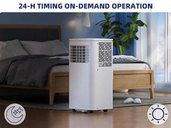 Antarctic Star Portable Air Conditioner 8000 BTU (ASHRAE), Remote Control, Fan Mode, Cools 250sq.ft, 24 Hour Timer, Quiet Operation, 2 Fan Speed for Bedroom Office Home Dorm.smartliving