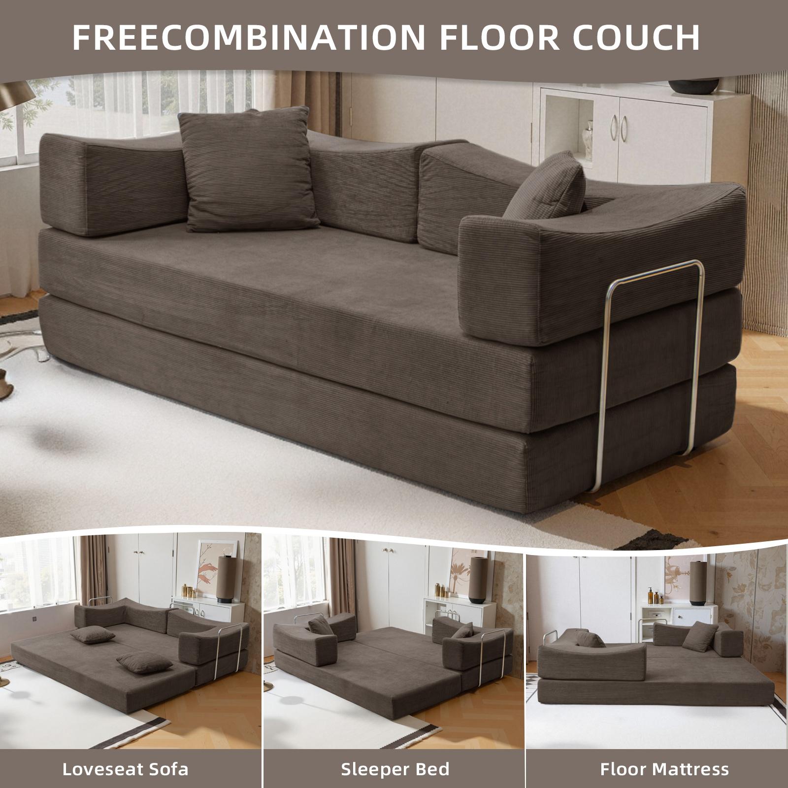 78.8'' Sofa Bed Cloud Couch Corduroy Upholstered Sectional Convertible Multi-Functional Floor Sofa for Living Room & Apartment Furniture