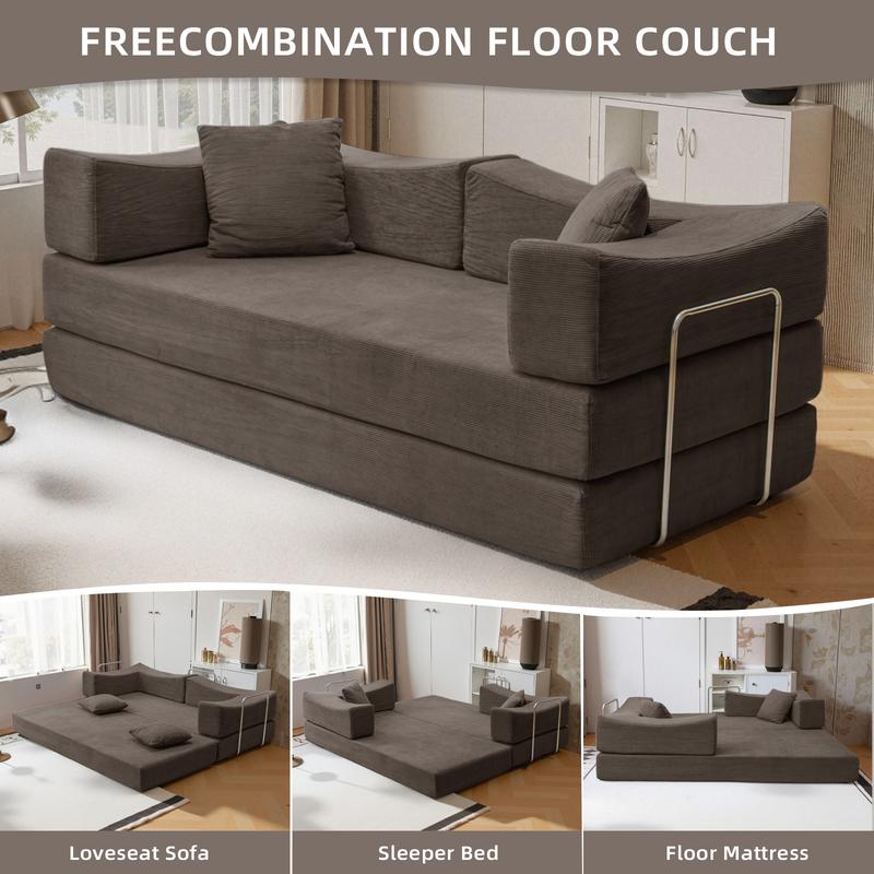 78.8'' Sofa Bed Cloud Couch Corduroy Upholstered Sectional Convertible Multi-Functional Floor Sofa for Living Room & Apartment Furniture