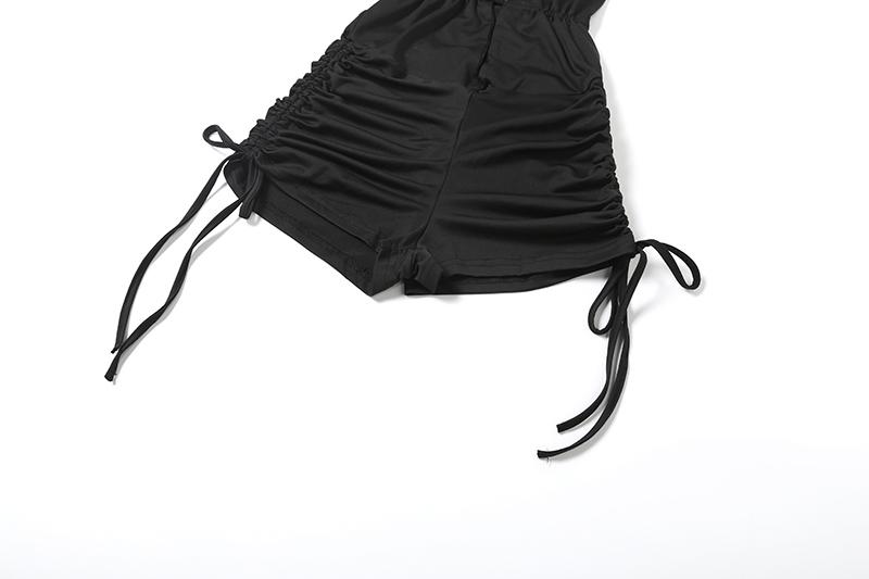 DOUCIU Basic Style Simple Casual Versatile Tight Fitting Mysterious Sexy Hot Cool Street Women'S Thin Solid Color Hollow Halter Jumpsuit