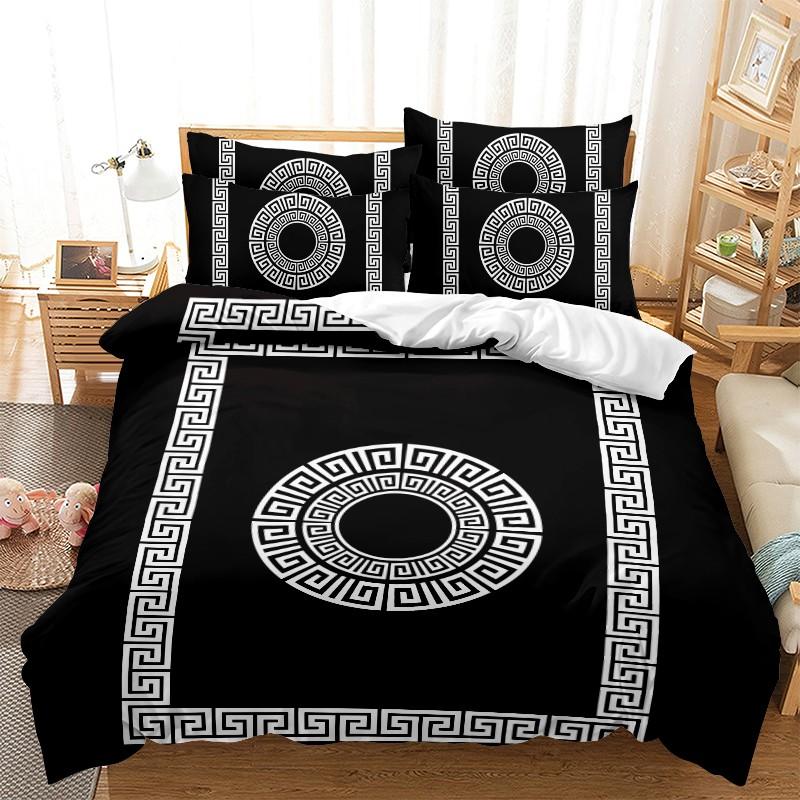 3-Piece Quilt Cover Set, Modern Style Houndstooth Border Pattern, Soft Breathable, Ideal for Bedroom Dorm Home Gifts