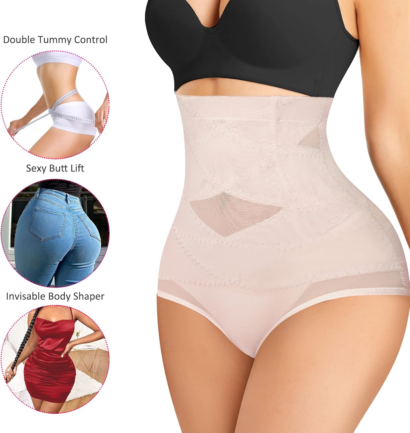 Women Shapewear Tummy Control High Waist Body Shaper Waist Cincher Stomach Shapewear Briefs