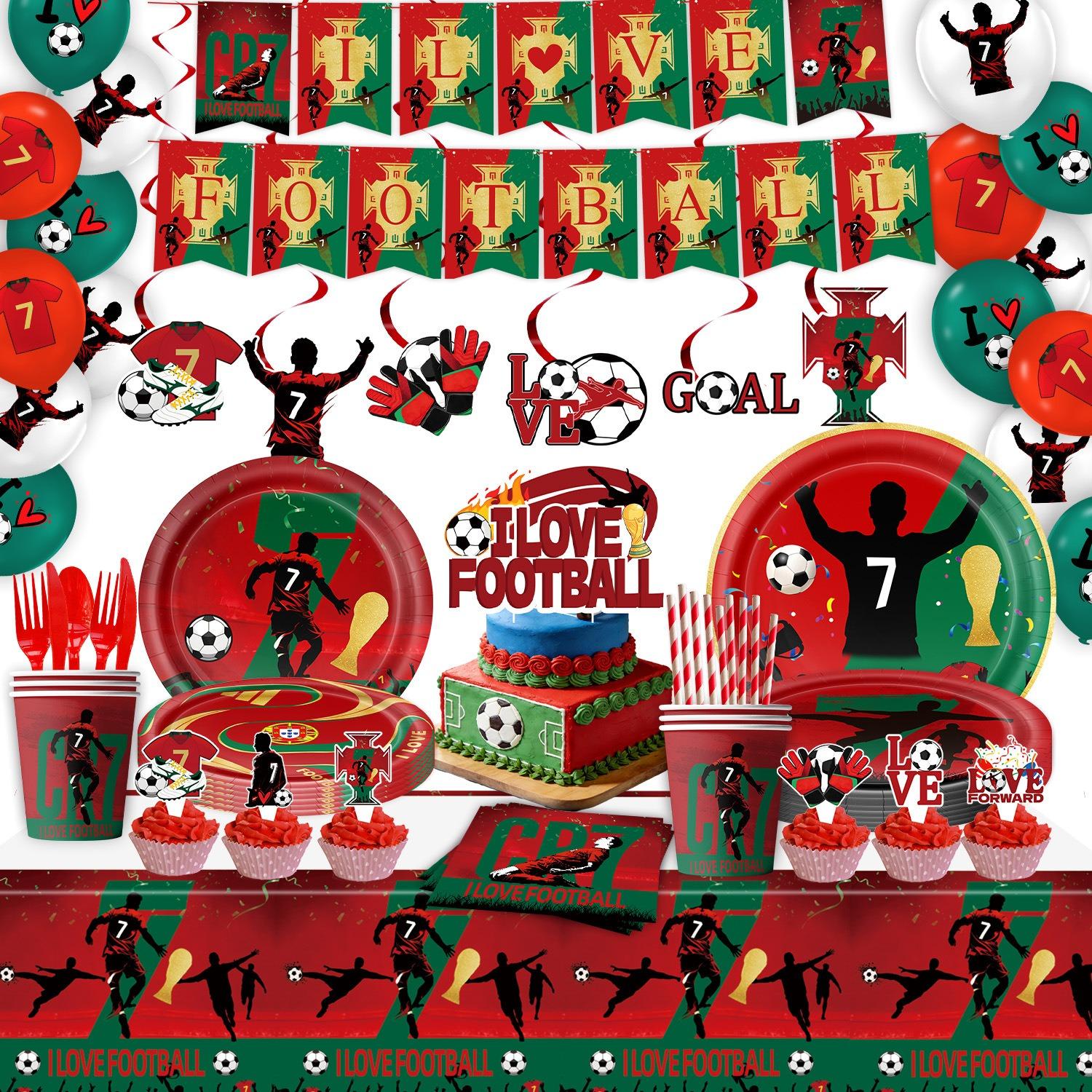 2026 Us Canada Mexico World Cup Ronaldo Theme Football Party Decorations, Disposable Paper Plates and Cups, Perfect for Sports Events