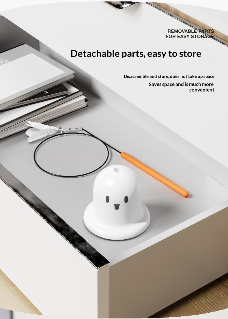 Interactive Suction Cup Cat Feather Wand with Bell, Self-Entertaining Toy for Cats