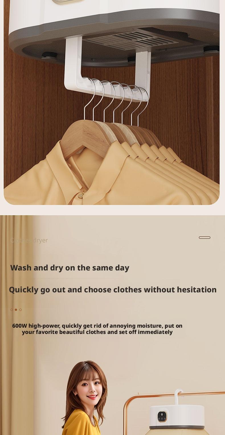 Folding Electric Clothes Dryer, Sterilizer and Dryer, Smart Fast Drying with Timer, Portable and Compact Design for Home, Dorm, Travel, RV Use