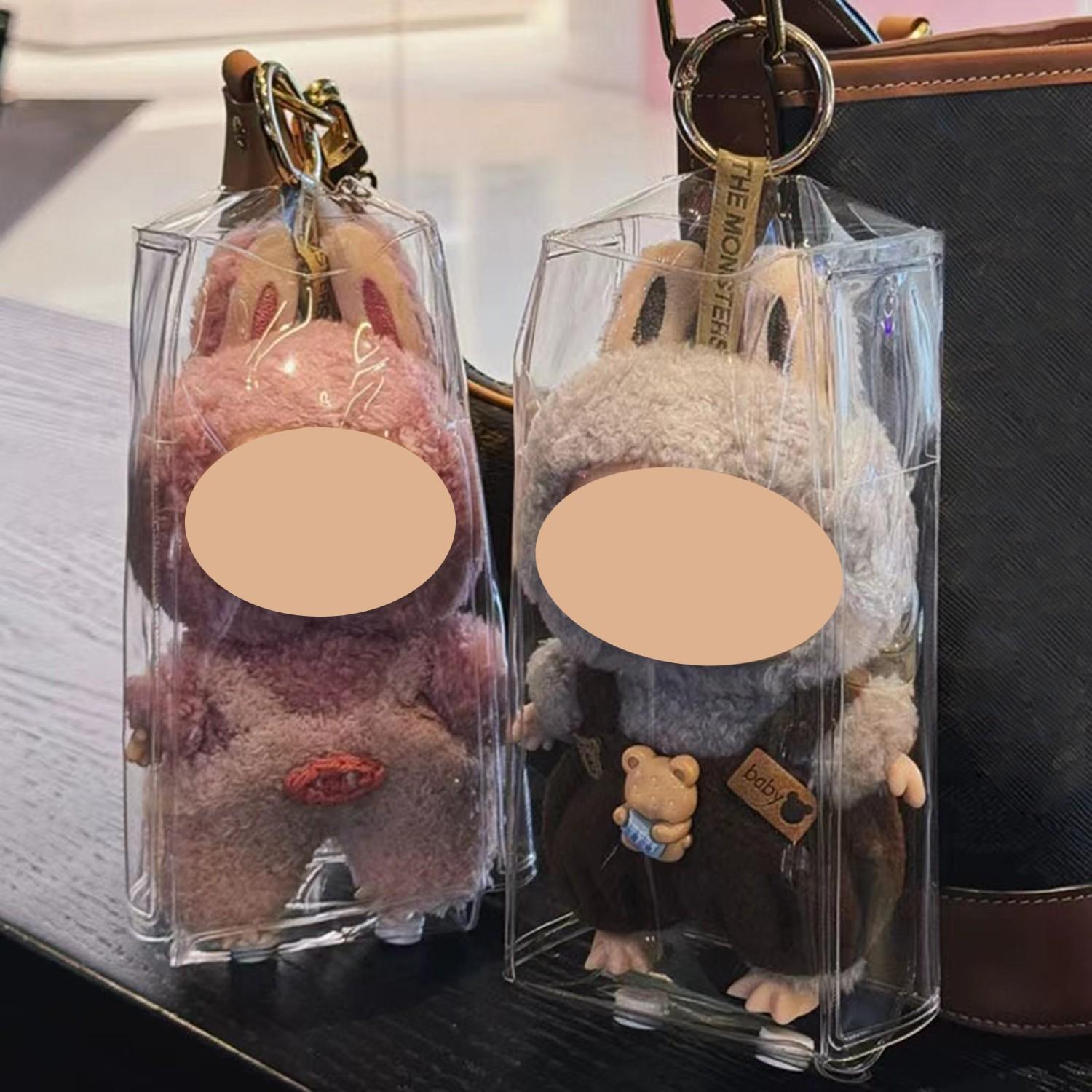Protective Cover Only 1Pcs Soft Doll Pendant Protective Cover Lightweight Storage Bag Clear Display Storage Boxes for Labubu Cute Dolls