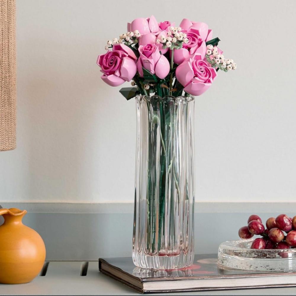 Flower Building Blocks Rose Bouquet Building Kit Artificial Flowers Building Set Botanical Collection Building Blocks Home Decor Flower Brick Set 822PCS Pink Roses Bouquet Building Blocks Set Valentine's Day Gift, Mother's Day Gift, Birthday Gift for Her,